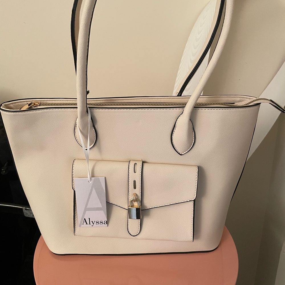 Alyssa Nicole Cream Tote Bag with Minimalist Design